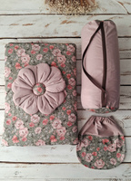 Śpiworek do przedszkola z falbanką 140x75cm różany wiosenne kwiaty