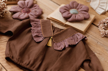 Vintage Kołnierzyk z Falbanką Lniany dla dziecka Coco Rose Gold