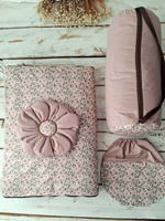 Śpiworek do przedszkola z falbanką 140x75cm różowe kwiaty