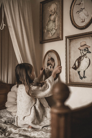 Retro Premium Kamizelka Lniana Damska Royal Kwiaty Żakard