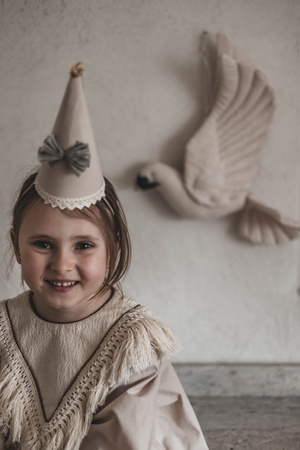Czapeczka Urodzinowa Boho Hand Made Natural  Beż z Kokardką