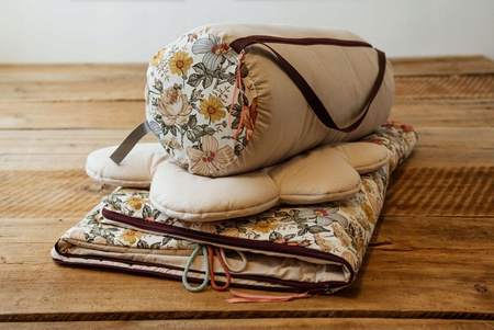 3w1 Śpiworek Pościel Premium Zestaw Kwiaty Retro Natural Junior