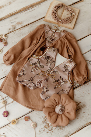 Kamizelka Vintage Kwiaty Żakard Spring Flowers dla Dziewczynki 1-4 lat