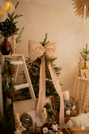 Beżowa kokarda na choinkę 60x50 cm XL duża