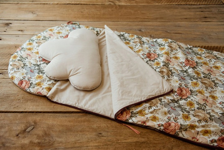  3w1 Śpiworek Pościel Premium Zestaw Kwiaty Retro Natural Junior