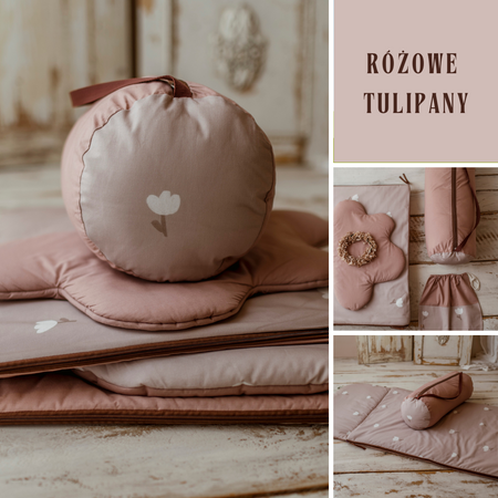 Różowy śpiworek do  żłobka  dla dziewczynki 120x60cm różowe tulipany