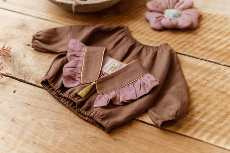 Kołnierzyk Retro Damski Lniany z Falbanką Coco Rose 