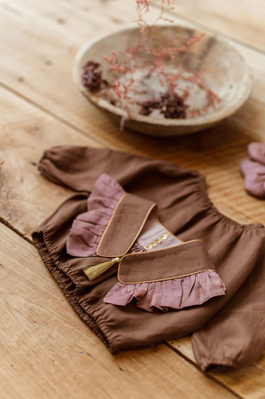Vintage Kołnierzyk z Falbanką Lniany dla dziecka Coco Rose Gold