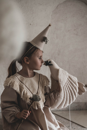 Czapeczka Urodzinowa Boho Hand Made Natural  Beż z Kokardką