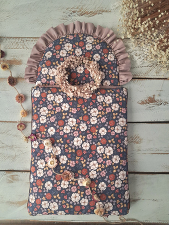 Śpiworek niemowlęcy Biały 40x75cm jesienne kwiatuszki