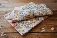 Kocyk do przedszkola dla dziewczynki zestaw 3w1 retro kwiaty natural