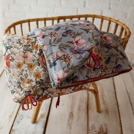  3w1 Śpiworek Pościel Premium Zestaw Kwiaty Retro Natural Junior