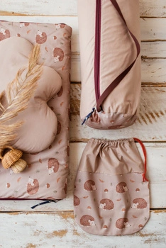Bawełniany Śpiworek Pościel do Żłobka Zestaw Premium 3w1 Jeżyki Coffe 