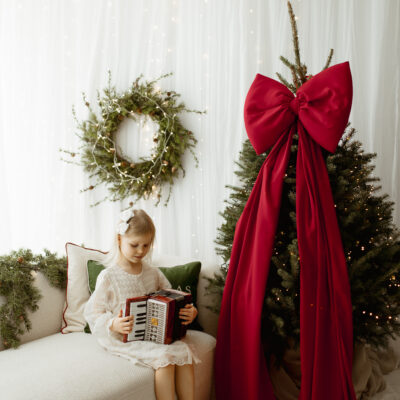 Czerwona kokarda na choinkę bardzo duża 70×60 XXL wstążki 250cm x 2