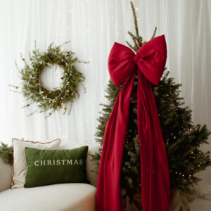 Czerwona kokarda na choinkę bardzo duża 70×60 XXL wstążki 250cm x 2
