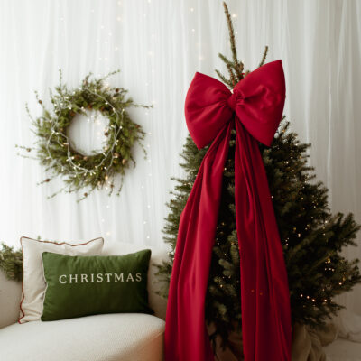 Czerwona kokarda na choinkę bardzo duża 70×60 XXL wstążki 250cm x 2