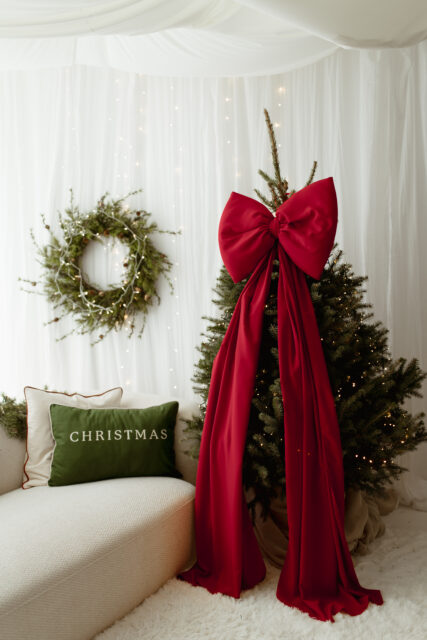 Czerwona kokarda na choinkę bardzo duża 70×60 XXL wstążki 250cm x 2