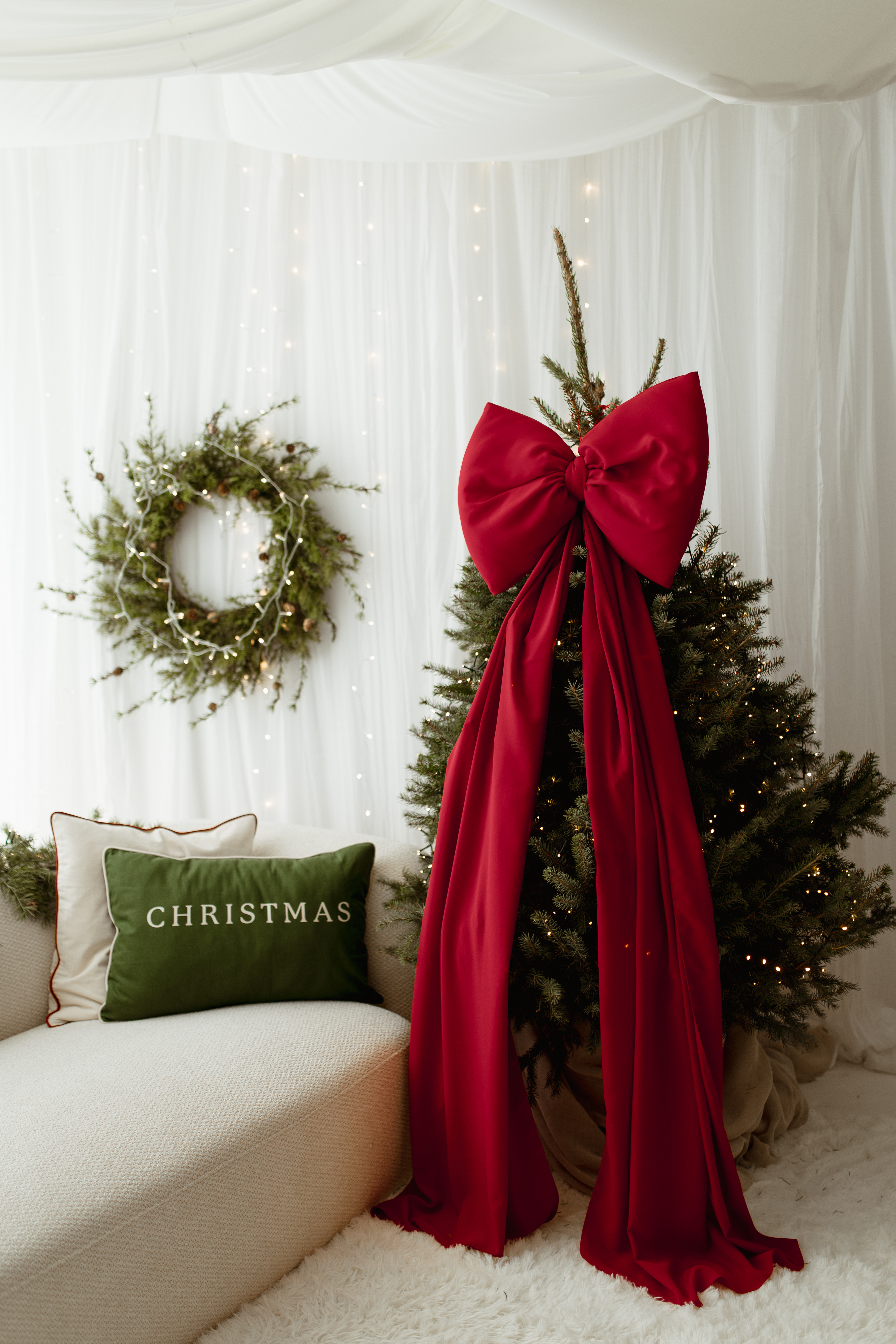 Czerwona kokarda na choinkę bardzo duża 70x60 XXL wstążki 250cm x 2