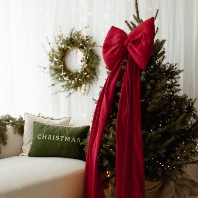 Czerwona kokarda na choinkę bardzo duża 70×60 XXL wstążki 250cm x 2