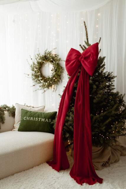 Czerwona kokarda na choinkę bardzo duża 70×60 XXL wstążki 250cm x 2