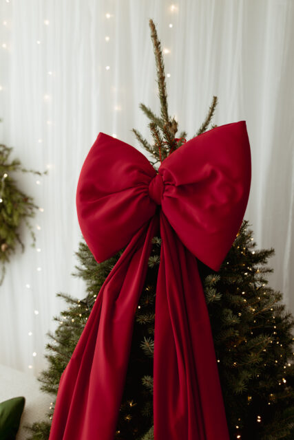 Czerwona kokarda na choinkę bardzo duża 70×60 XXL wstążki 250cm x 2