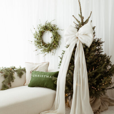 Kokarda na choinkę Ecru 60x50 cm XL duża wstążki 200cmx2
