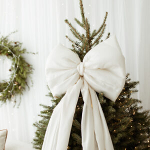 Bardzo duża Kokarda na choinkę 70×60 XXL ecru wstążki 250cm