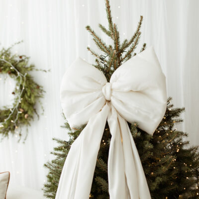 Kokarda na choinkę Ecru 60×50 cm XL duża wstążki 200cmx2