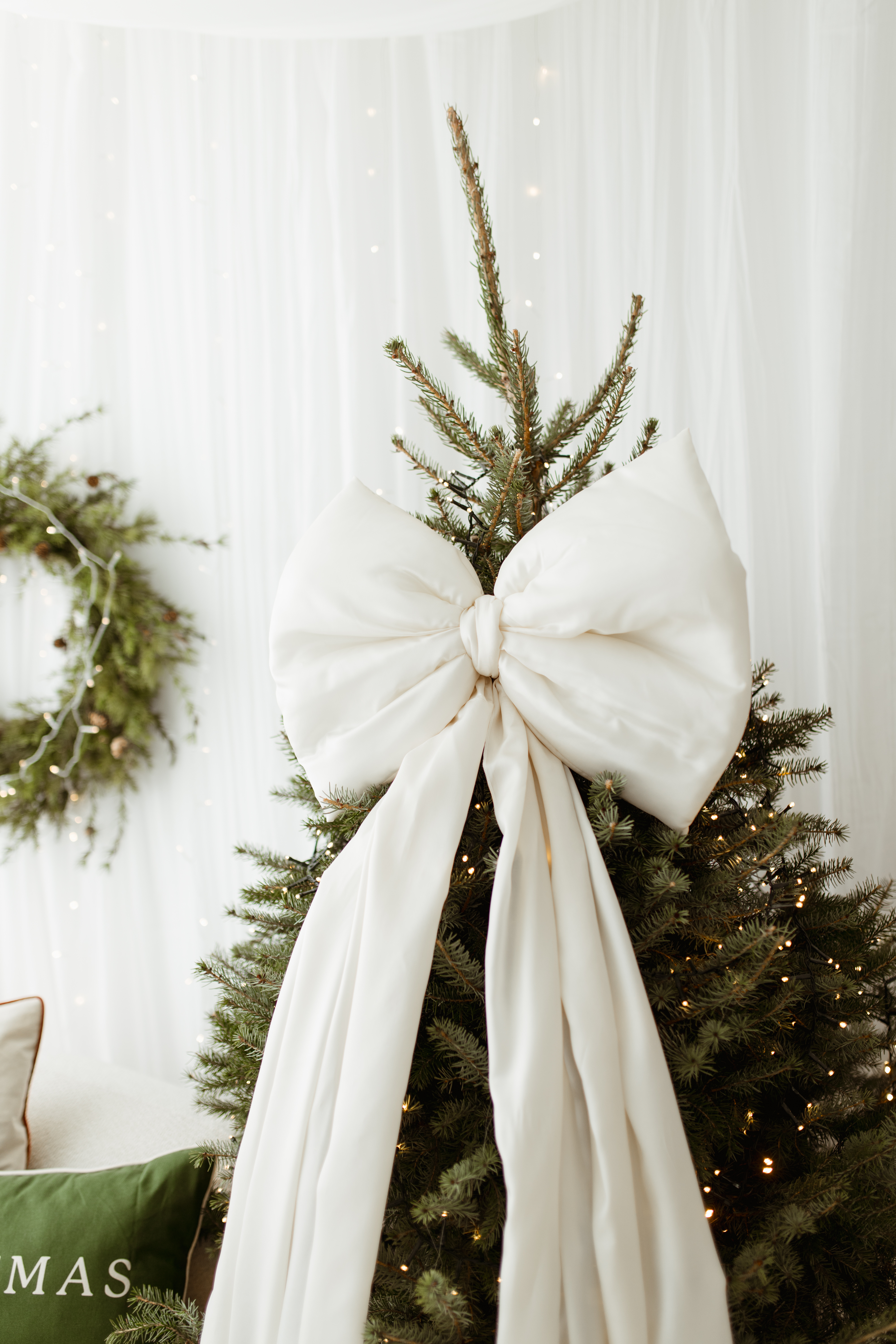 Kokarda na choinkę Ecru 60×50 cm XL duża wstążki 200cmx2