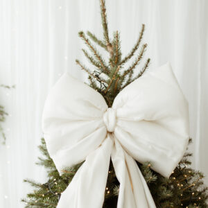 Bardzo duża Kokarda na choinkę 70×60 XXL ecru wstążki 250cm
