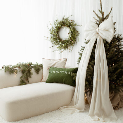 Kokarda na choinkę Ecru 60×50 cm XL duża wstążki 200cmx2