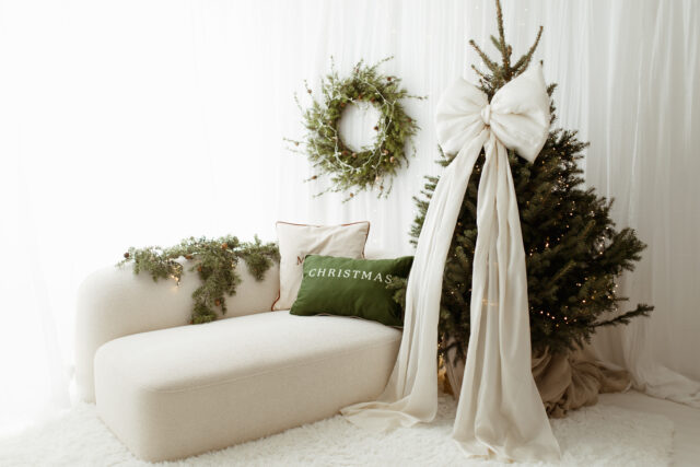 Bardzo duża Kokarda na choinkę 70×60 XXL ecru wstążki 250cm