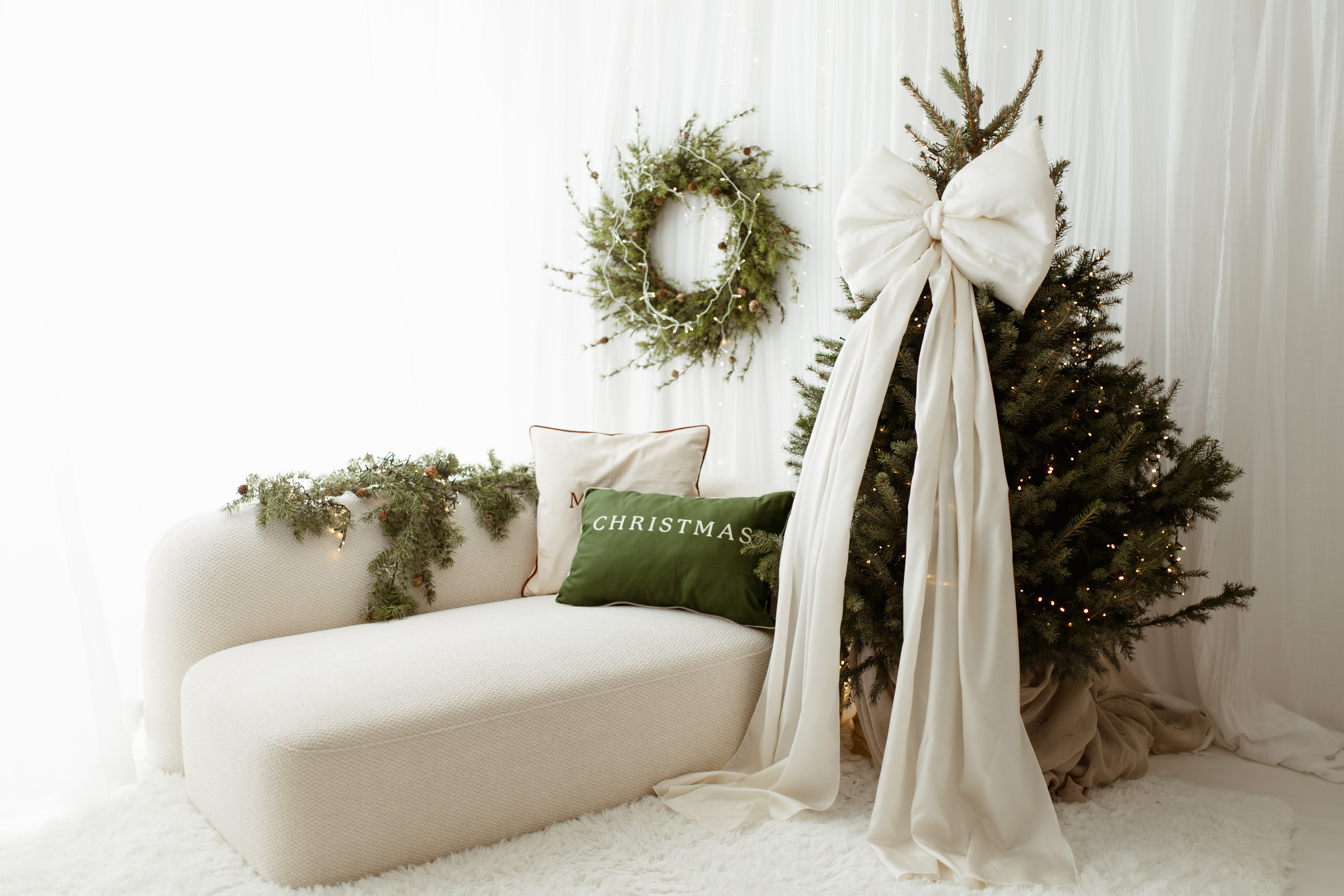 Kokarda na choinkę Ecru 60×50 cm XL duża wstążki 200cmx2