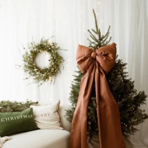 Kokarda na choinkę 60×50 cm XL duża różany brąz wstążki 200cmx2