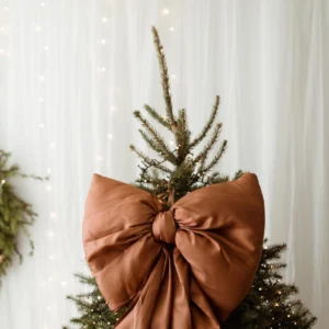 Kokarda na choinkę 60×50 cm XL duża różany brąz wstążki 200cmx2