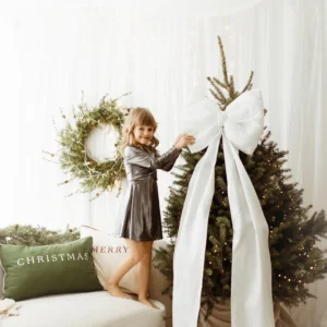 Duża kokarda na choinkę 50×40 L biała