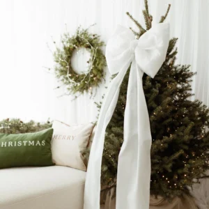 Bardzo duża kokarda na choinkę 50×40 XL biała