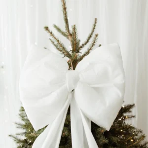 Duża kokarda na choinkę 50×40 L biała
