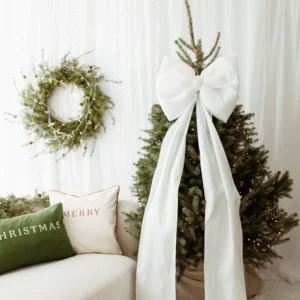 Duża kokarda na choinkę 50×40 L biała