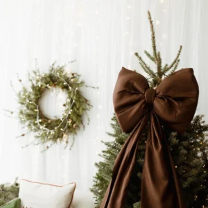 Brązowa kokarda na choinkę 60×50 cm XL duża wstążki 200cmx2