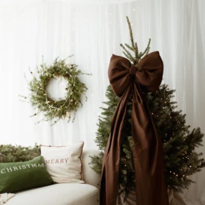 Brązowa kokarda na choinkę 70x60 cm XXL duża wstążki 250cmx2