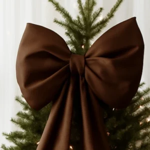 Brązowa kokarda na choinkę 70×60 cm XXL duża wstążki 250cmx2