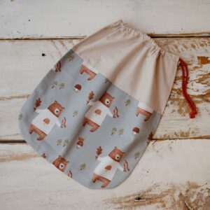 Bawełniany worek na rzeczy zamienne i buciki do przedszkola misie niebieskie