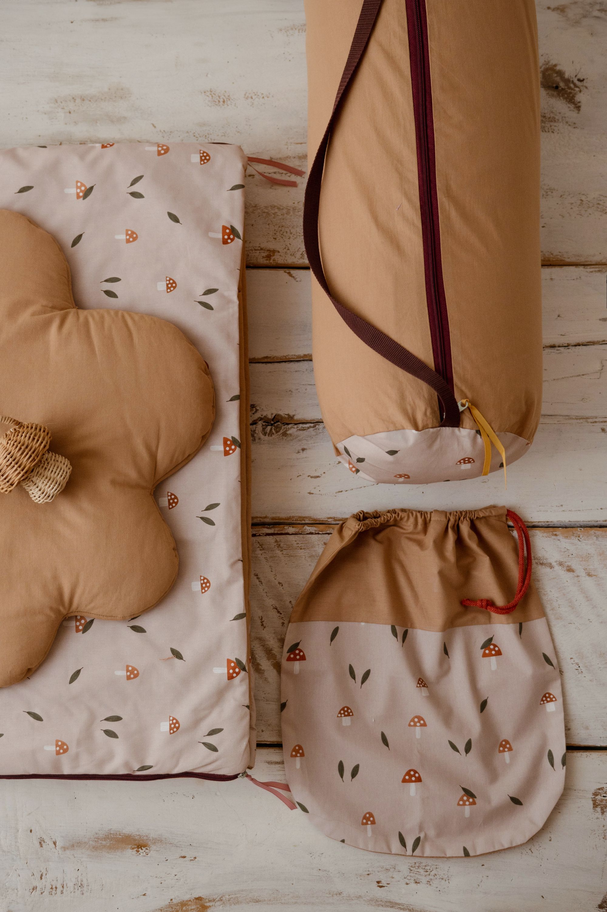 Bawełniany śpiworek do żłobka 3w1 grzybki