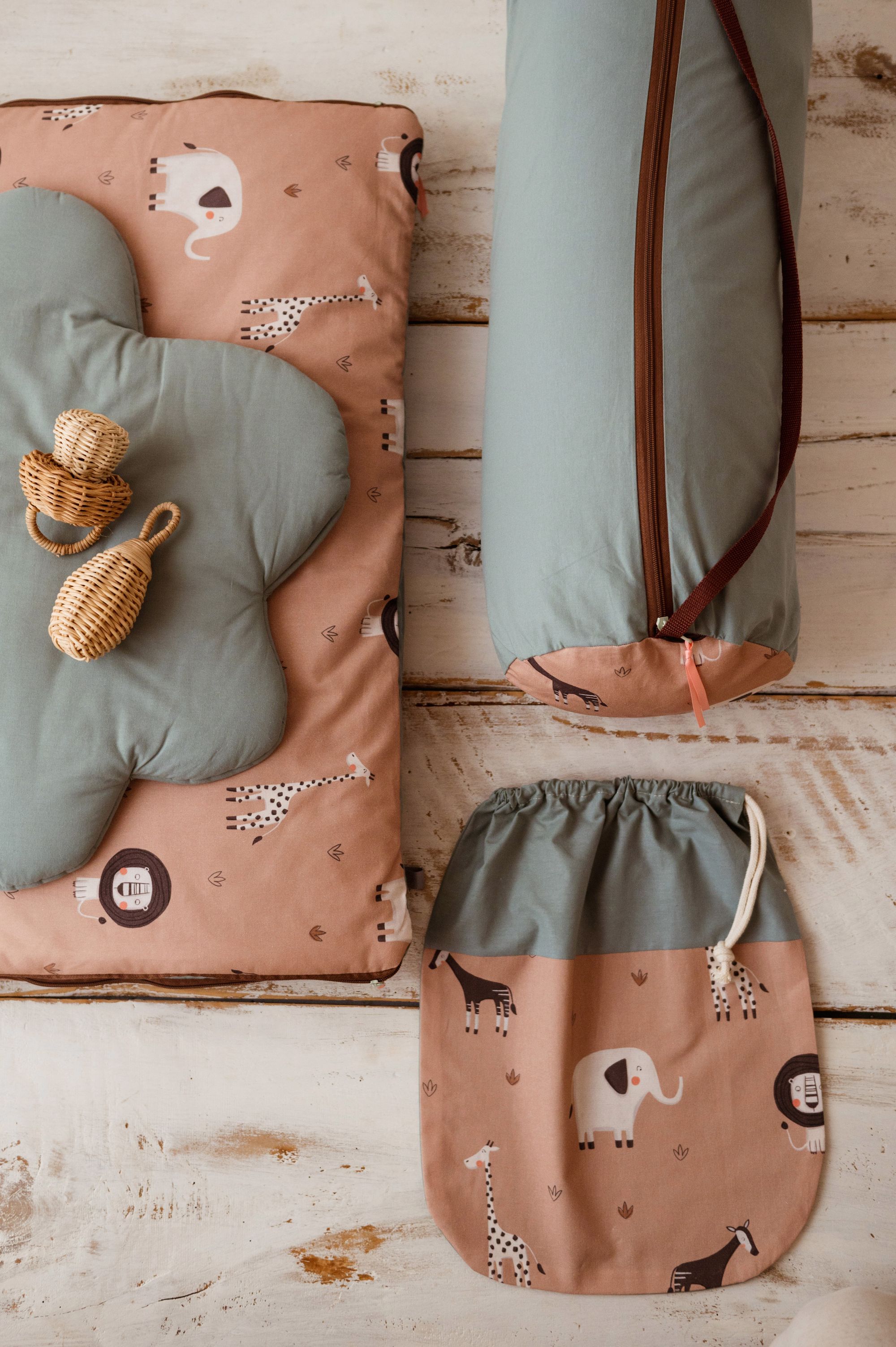 Bawełniany śpiworek do żłobka afrykańscy przyjaciele 3w1