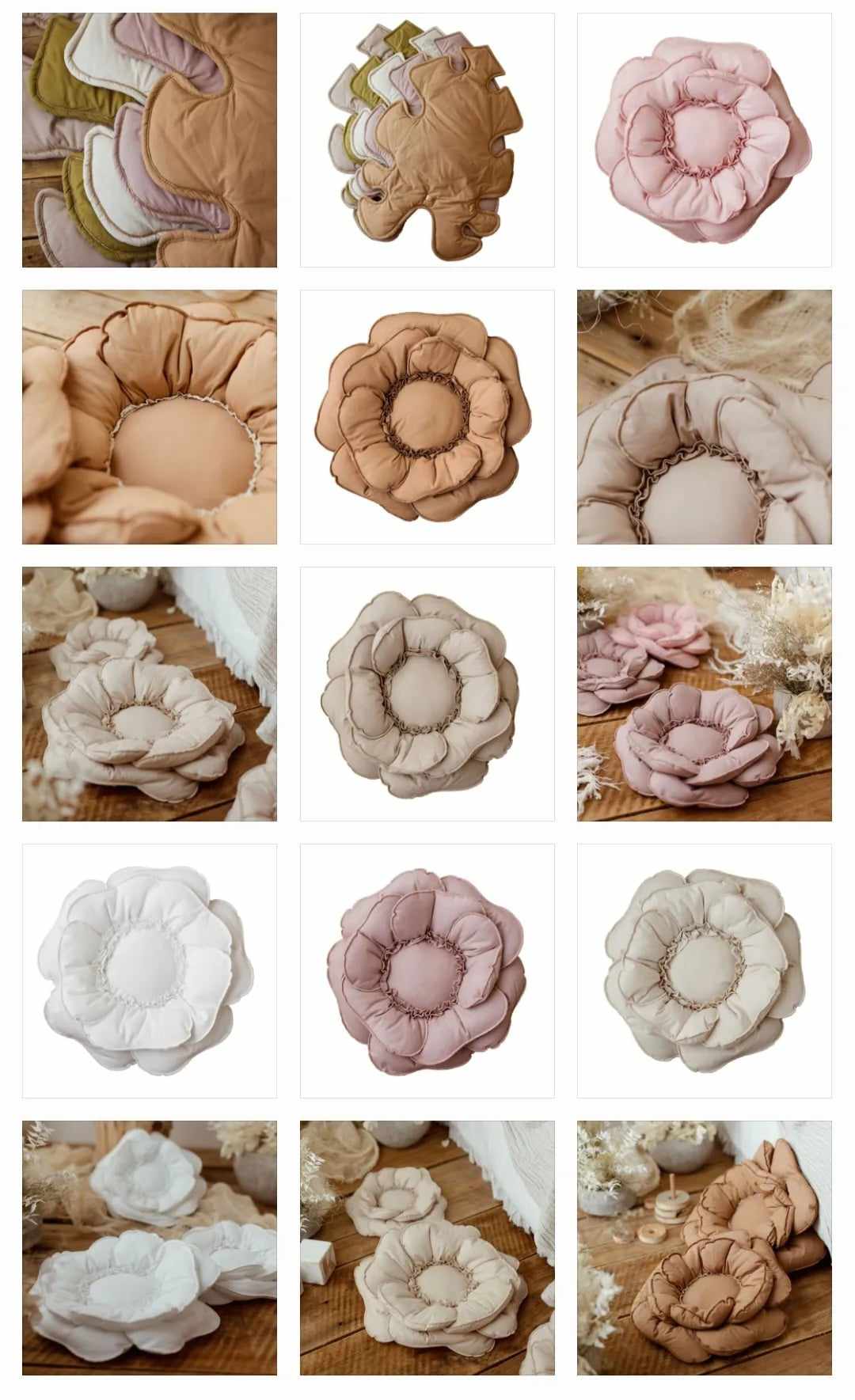 Duża poduszka dekoracyjna 60×60 kwiat beżowa