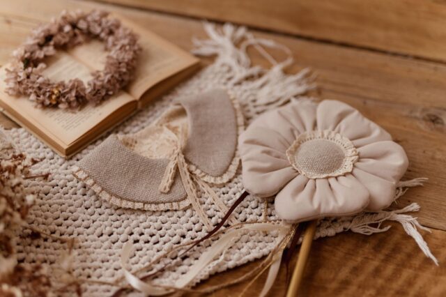 Kołnierzyk dla dziewczynki lniany zawiązywany zoja kasza