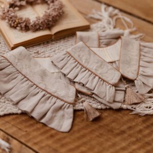 Kołnierzyk z falbanką lniany w kwiaty damski Antonina