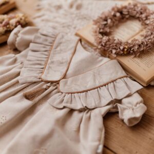 Kołnierzyk z falbanką lniany w kwiaty damski Antonina