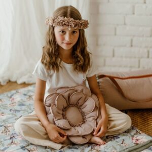 Poduszka dekoracyjna bawełniana kwiat retro róż rozmiar 50 zawieszka